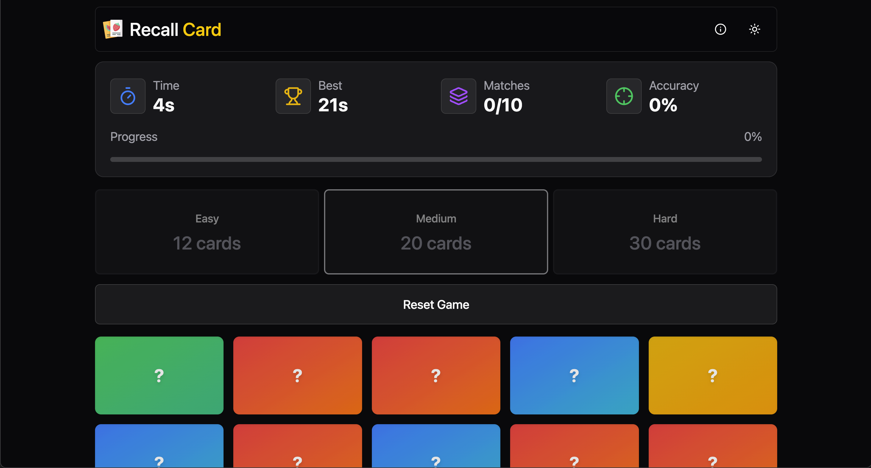 RecallCard - Memory Game
